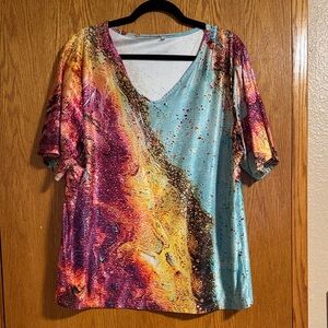 Multicolor Abstract Women's Top
